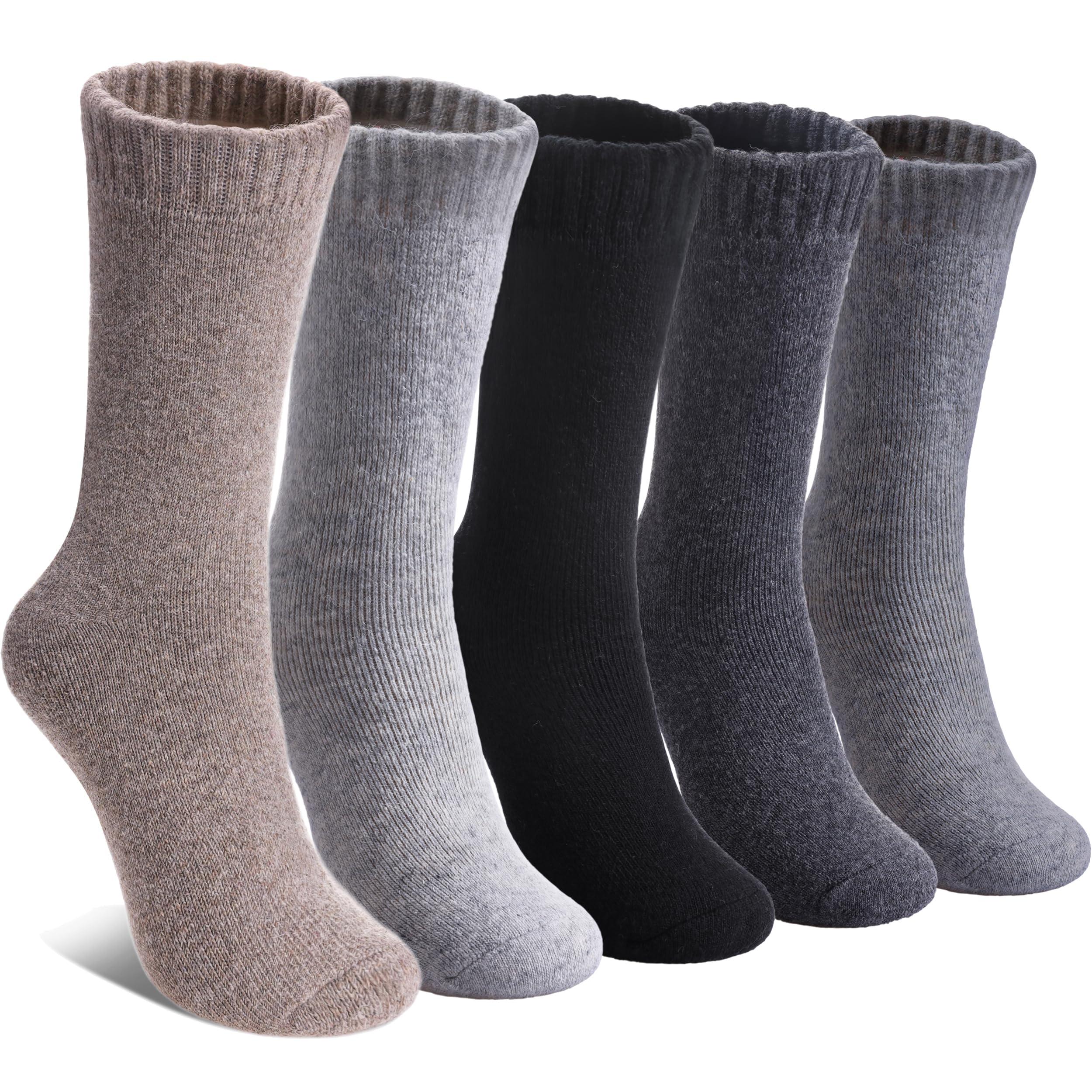 LINEMIN Wool Socks for Women Winter Warm Hiking Thick Warm Cozy Boot Crew Gift Socks 5 Pairs
